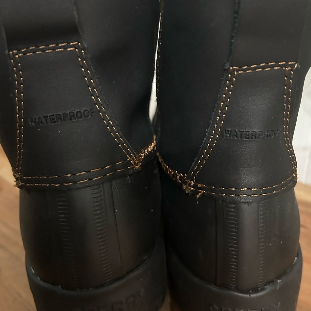 SPERRY WOMEN’s Black Leather Thinsulate Waterproof Snow Boots - Picture 4 of 7